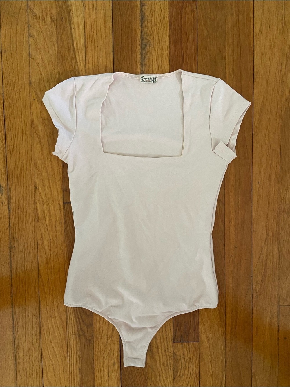 Free People Pale Pink Square Neck Bodysuit